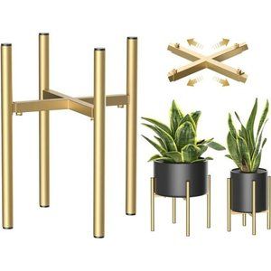 Plant Stand, Metal Plant Stand Adjustable Width 8-12 inches,  Gold 1pack